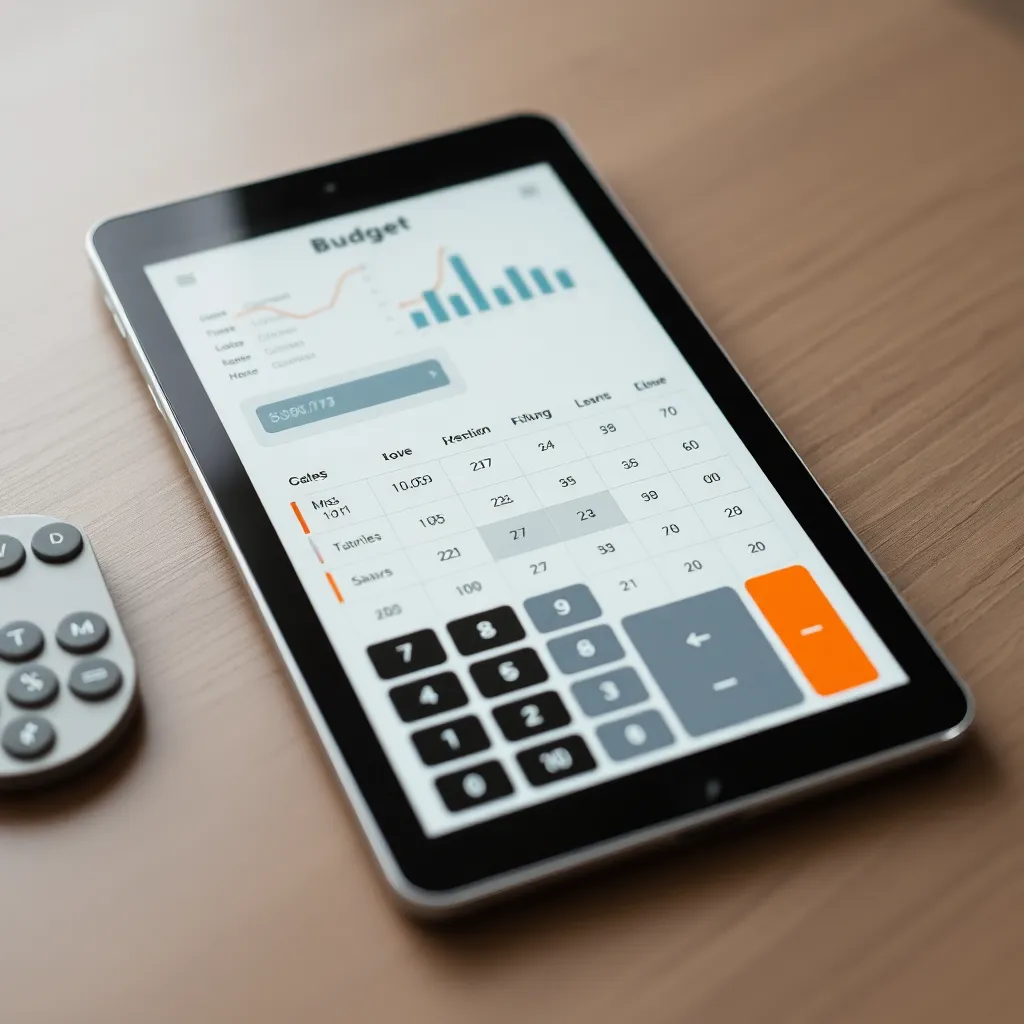 Budgetcalculator op een tablet met Belgische financiële gegevens
