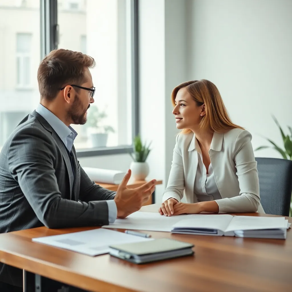 Financieel adviseur in gesprek met een klant